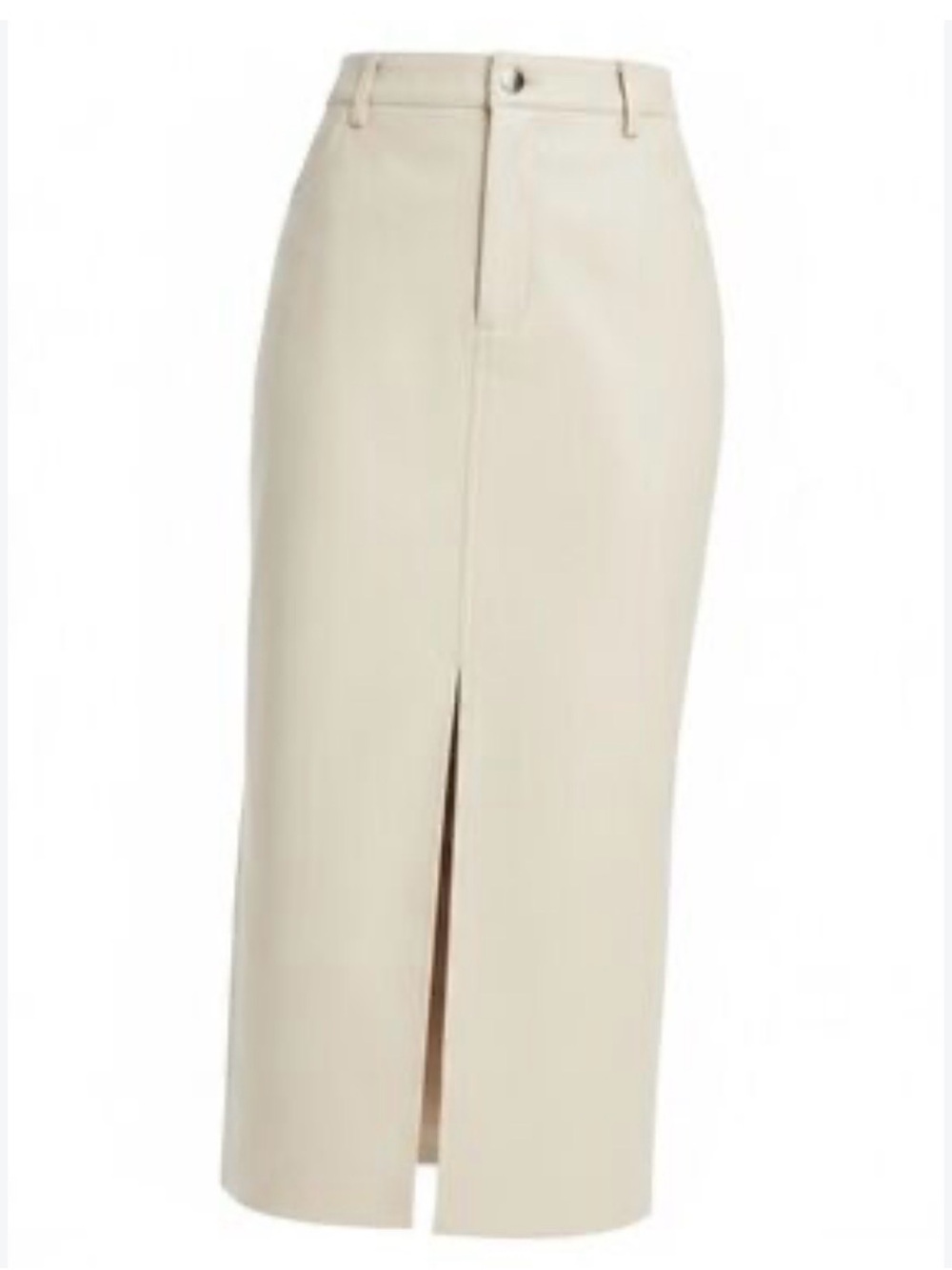 WAYF Roberta Faux Leather Midi Skirt in Cream